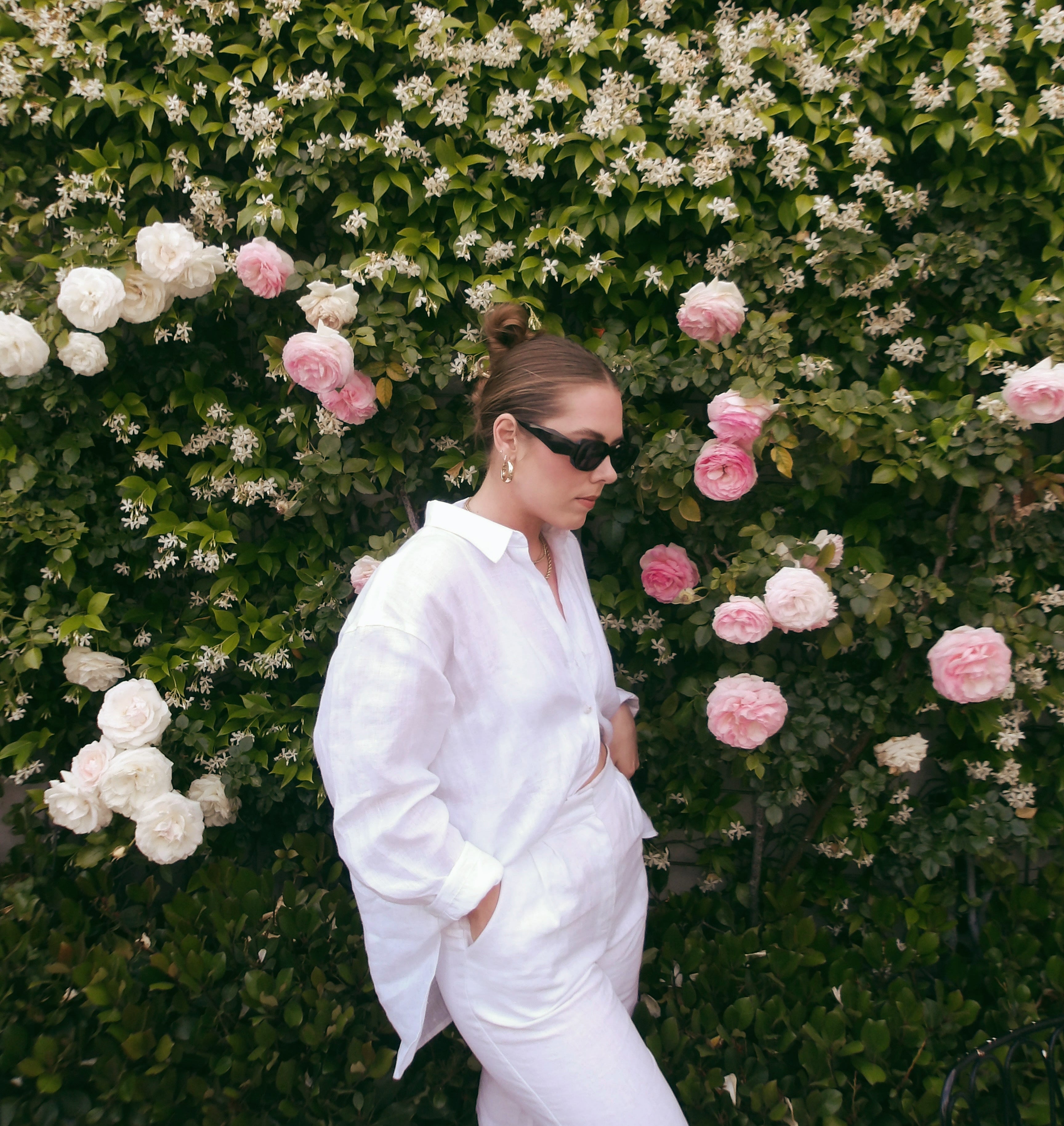 White linen top and pants