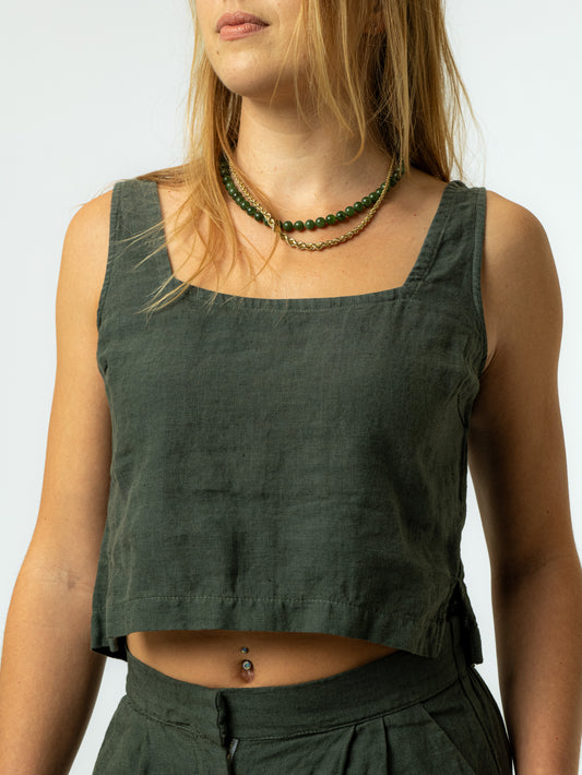 The Quinn Cropped Tank - Palm Green