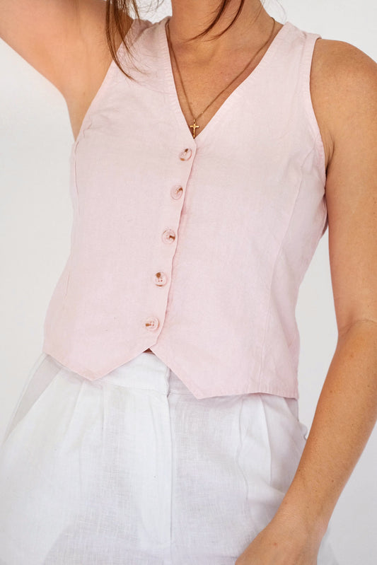The Olivia Vest Top - Oleander