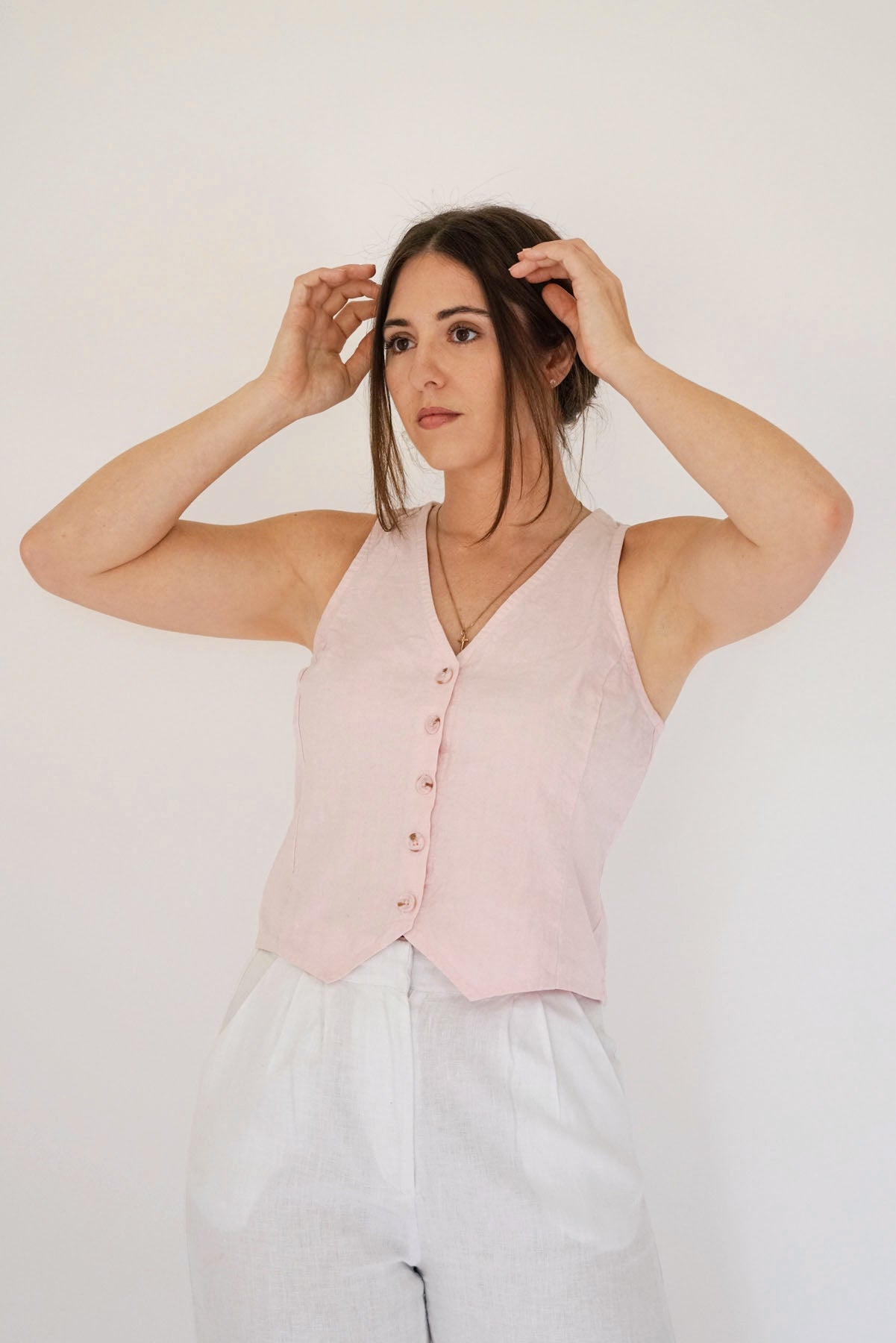 The Olivia Vest Top - Oleander