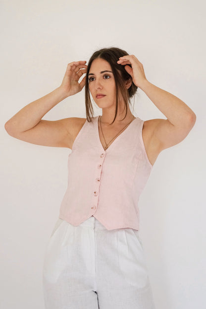 The Olivia Vest Top - Oleander