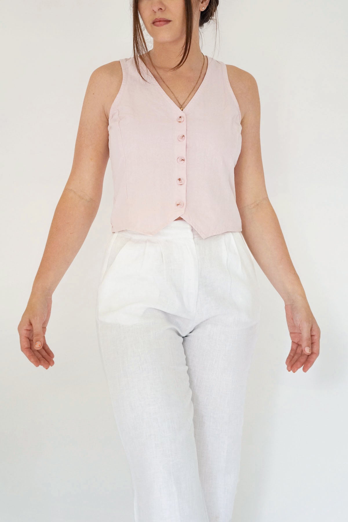 The Olivia Vest Top - Oleander