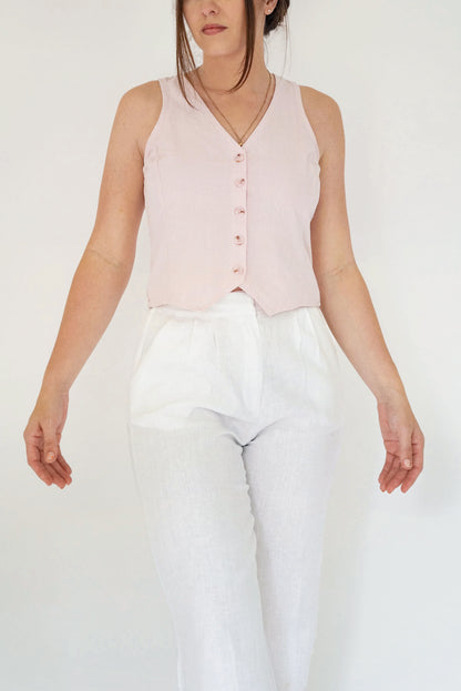 The Olivia Vest Top - Oleander