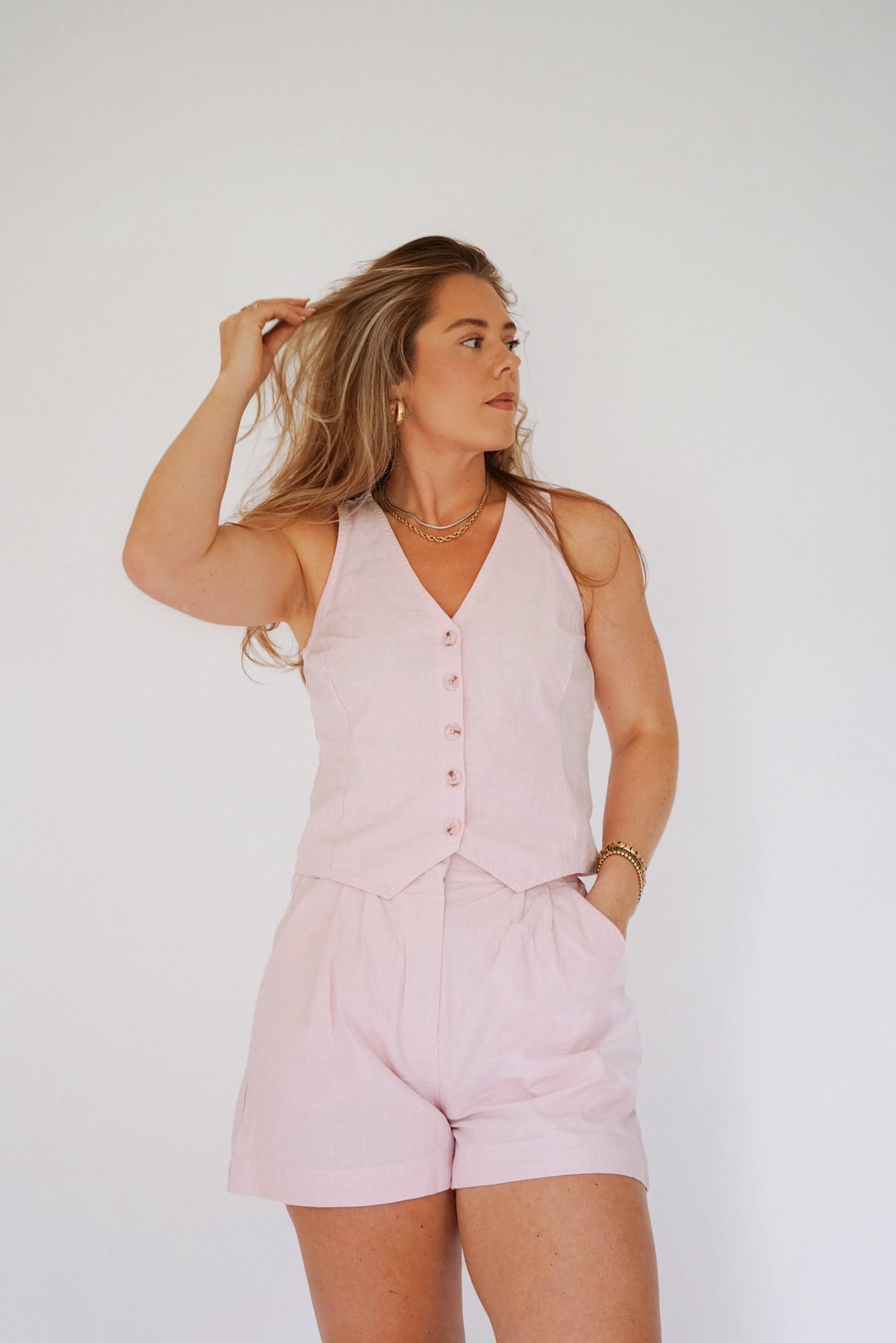 The Olivia Vest Top - Oleander