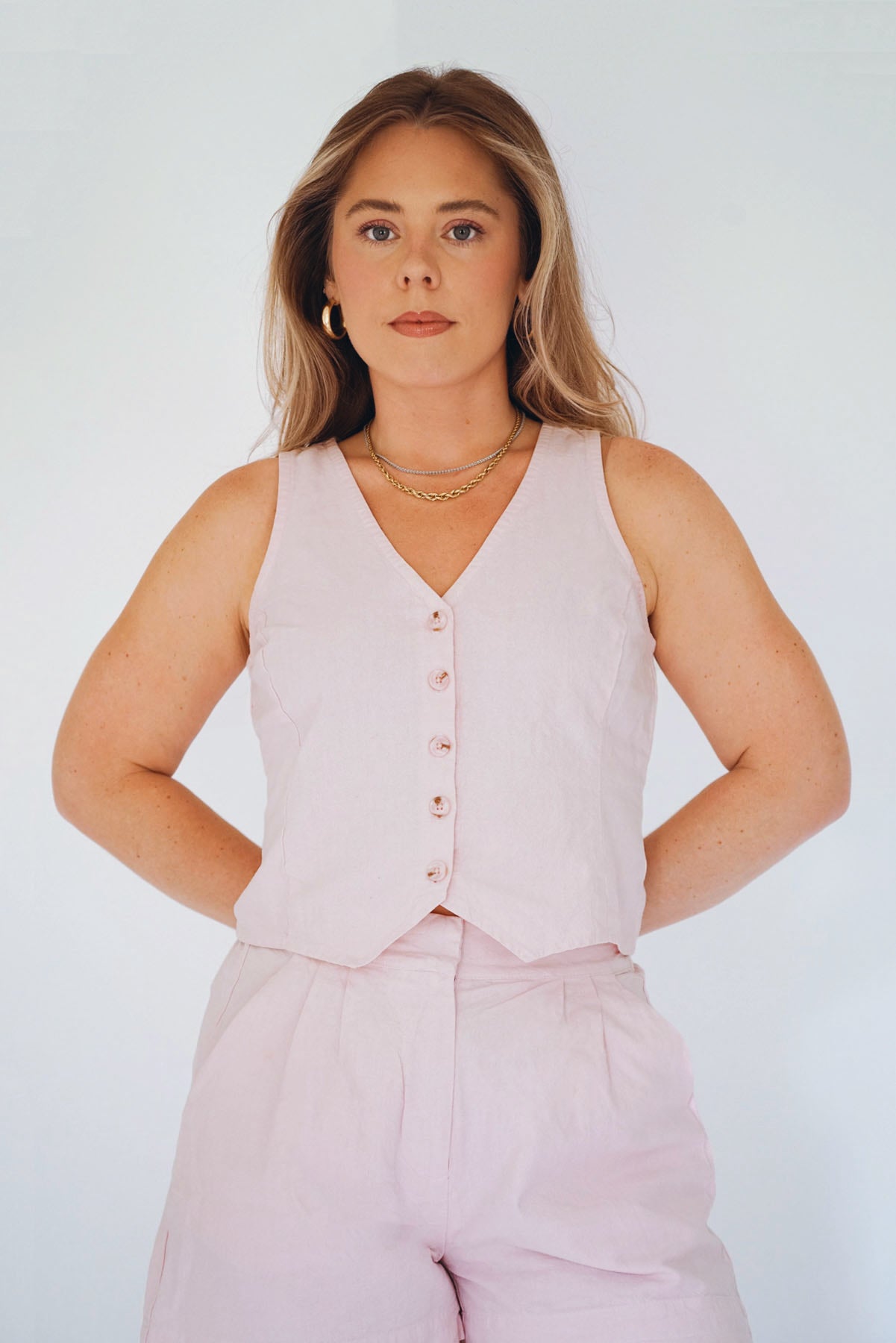 The Olivia Vest Top - Oleander
