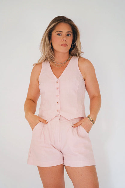 The Olivia Vest Top - Oleander