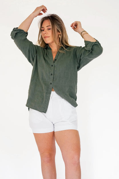 The Stevie Trouser Shorts - Sun Bleached Linen