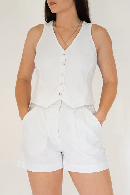 The Stevie Trouser Shorts - Sun Bleached Linen