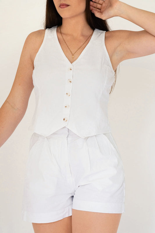 The Stevie Trouser Shorts - Sun Bleached Linen